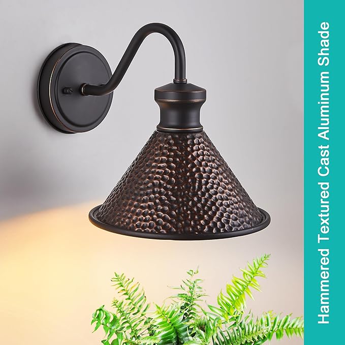 Gooseneck Outdoor Wall Light Fixtures 2-Pack Farmhouse Barn Lights for Porch Industrial Oil-Rubbed Bronze Exterior Wall Sconce for Garage Patio E26 Base Anti-Rust Bulb not Included