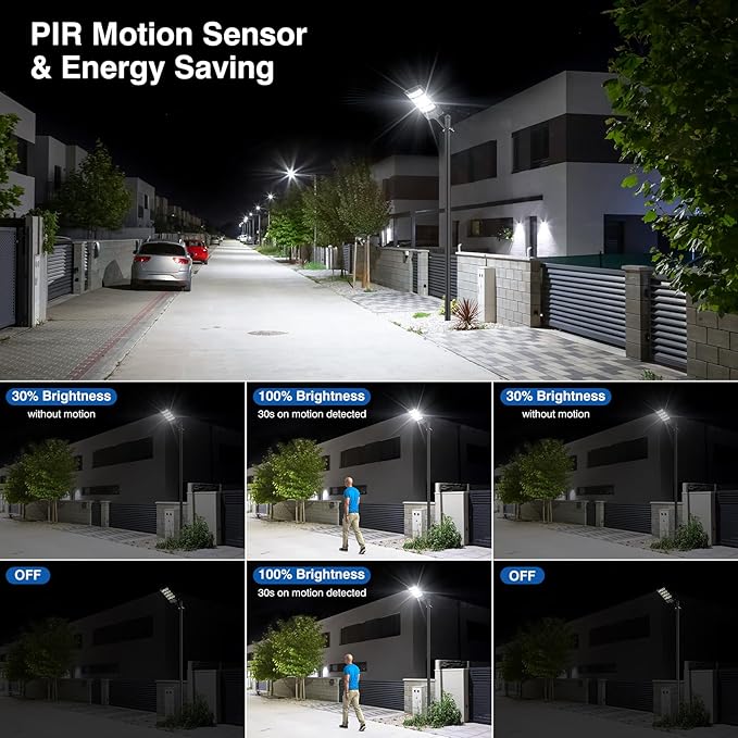 Solar Street Lights Outdoor Waterproof 28000LM 6500K 320° Angle Flood light5730 LED Solar Parking Light with Motion Sensor and Remote Control for Outdoor Streets CourtyardsParking Garages-4Pack