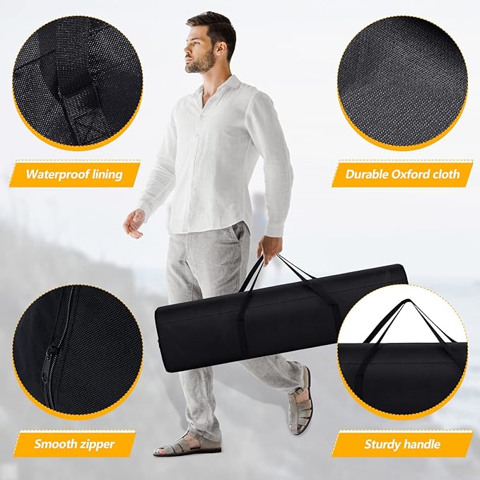 Riakrum 3 Pack 43.31 Inches Replacement Bag for Folding Camping Chair Large Folding Beach Chair Carry Oxford Fabric Bag with Handles for Travel Tent Storage Outdoor Carrying Sports Gear Black