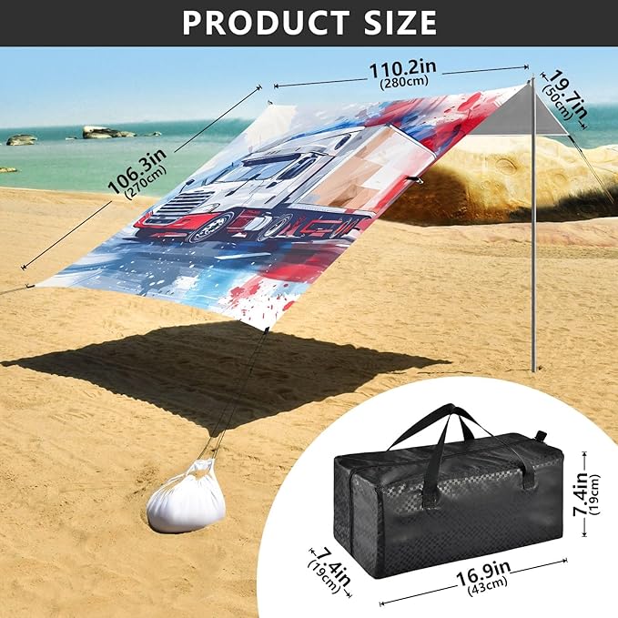 Camping Sun Shelters Watercolor Lorry Beach Canopy 126 * 110.2in