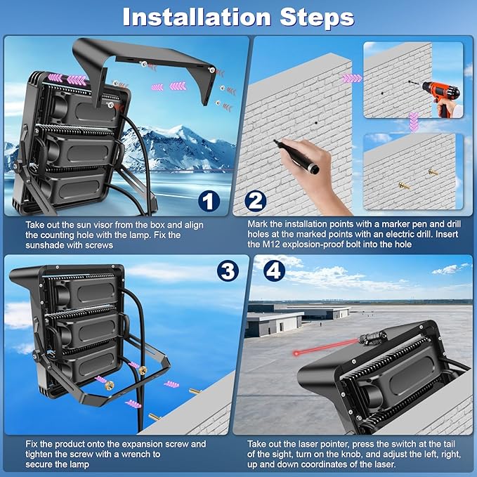 112500LM Led Stadium Light Dimmable 0-750w Super Bright Led Arena Flood Lights Outdoor 100-277v 5000k Yoke U Mount IP66 Waterproof Outside Wall Light Commercial for Square Golf Court Port