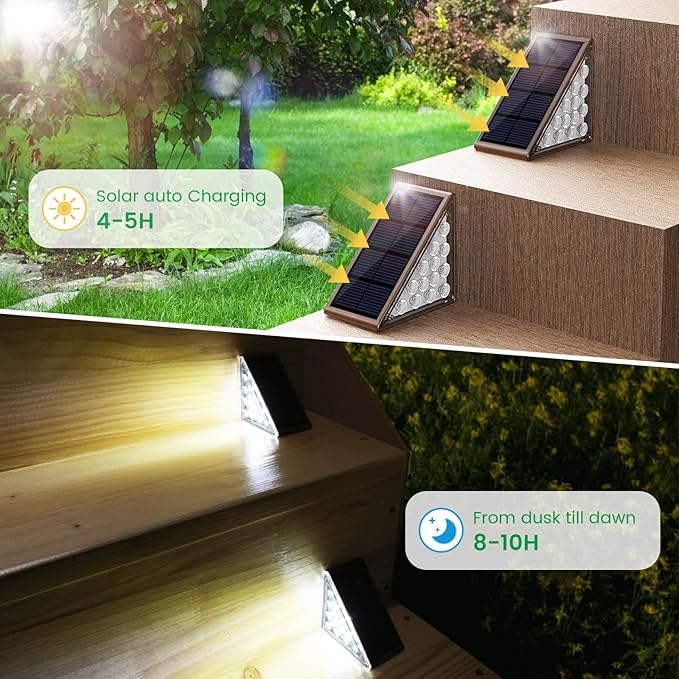 Solar Step Lights for Outside6pack Solar Stair Lights Outdoor Waterproof IP67Outdoor Deck Step LightsSolar Outdoor Lights for StaircasePatioFront Step(Cool Brown)