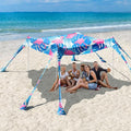 Rhino Valley Beach Tent Shade Canopy UPF50+ Protection 8 Sandbags 4 Stability Poles Outdoor Sun Shelter Umbrella for Sand Camping Fishing Essentials