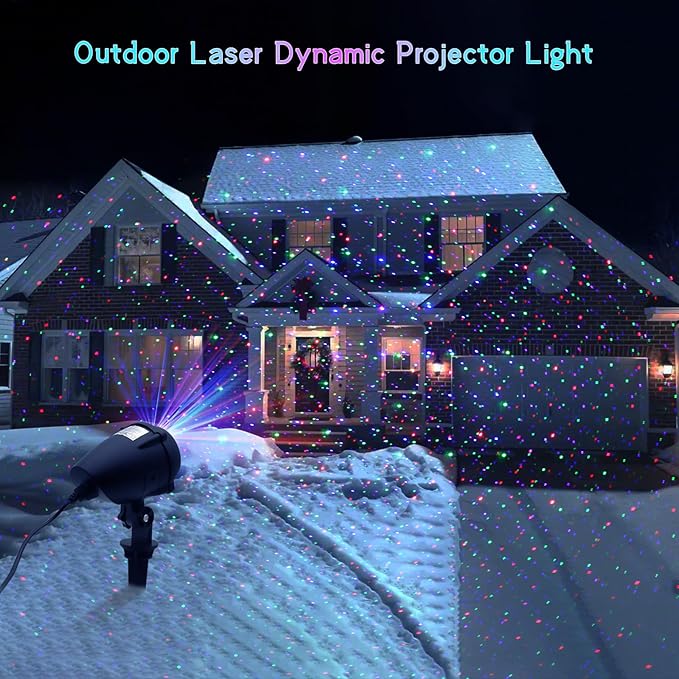 Outdoor Christmas Projection Lights RGB Outdoor Lights Waterproof Garden Projector (with Remote Control) Suitable for Homes Yards Gardens Holiday Parties and Home Decor
