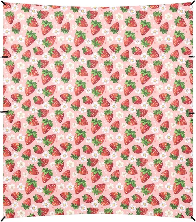 ALAZA Strawberry Daisy Pink Beach Tent Sun Shelter UPF50+ Protection Beach Shade Canopy w/ 4 Sandbags for Outdoor Camping Fishing Backyard Fun Picnic 10x9 ft