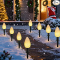 Abeja C9 Christmas Pathway String Lights 14Ft LED Pinecone Pathway Stakes with 8 Pine Cone Lights Christmas Lights Outdoor Yard Decorations for Walkway &amp Driveway Use-2 Sets