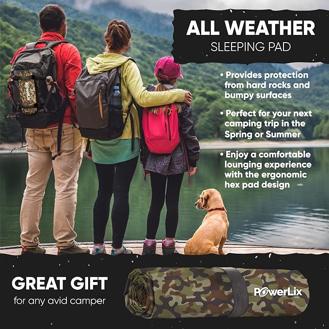 POWERLIX Camping Sleeping Pad - Ultralight Inflatable Camping Mattress Sleeping Mat for Backpacking Hiking Compact Lightweight Sleeping Pad for Camping Inflation Bag/Repair Kit Included