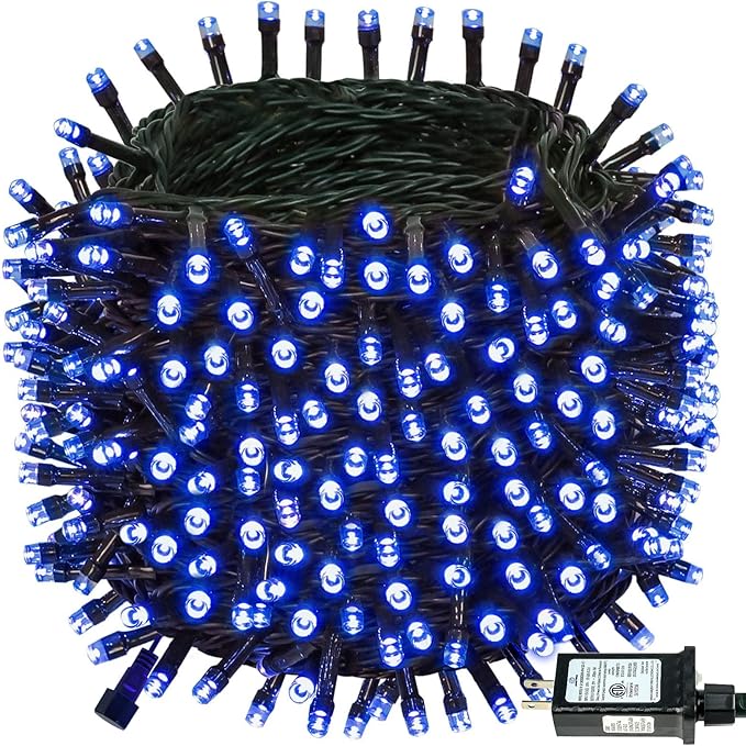 Connectable 240LED 88Ft 13Modes Christmas Lights Outdoor Indoor | Extendable Green Wire Christmas String Lights with Timer | Twinkle Fairy Light Plug in for Xmas Tree Garden Decor Party (Blue)