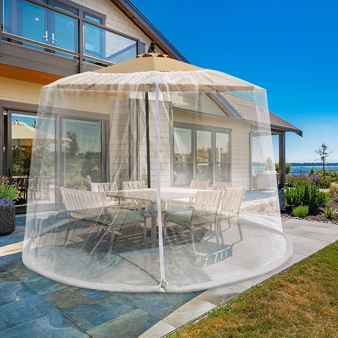 Mosquito Net for Patio with Zipper Door and Water Tube Suitable for Outdoor Patio Camping Umbrella 7.5-1 1FTJVLJVL (white)