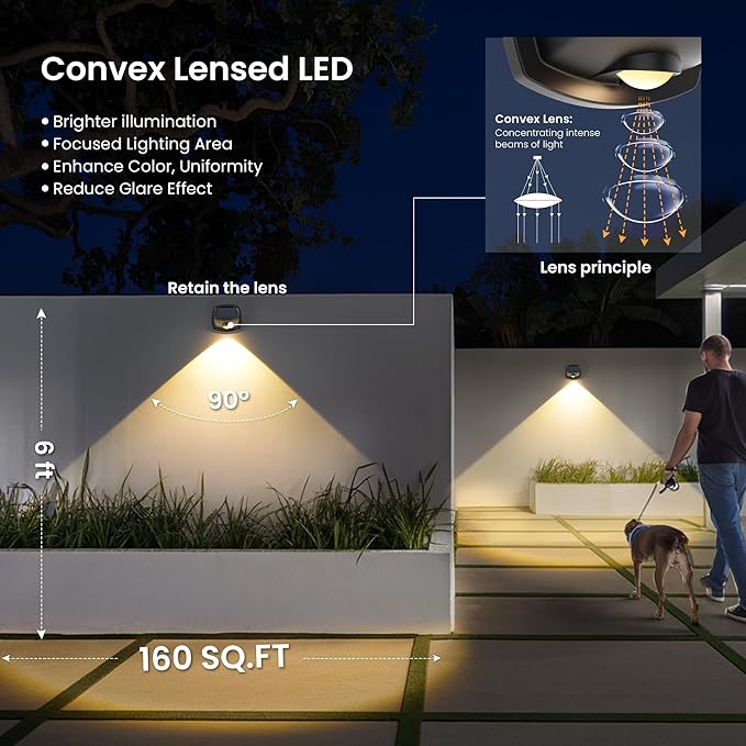 SOLPEX Solar Lights Outdoor Waterproof IP65 Solar Stair Lights Outdoor for Fence Deck Step Dual Color LED 3 Lighting Modes House Wall Light for Porch Backyard Fence Garden Decor-8 Pack