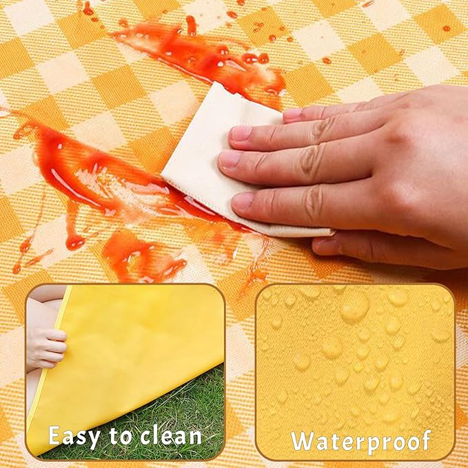 Custom Picnic Blanket Foldable Gingham Beach Mat Waterproof Sandproof Personalized Name Text Logo for Outdoor Camping Lawn Park Hiking Patio