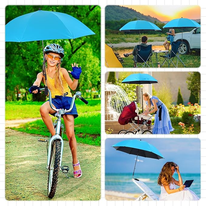 Hosuly 4 Pcs 46 Chair Umbrella with Universal Adjustable Clamp Sun Protection Portable Outdoor Umbrella for Camping Chair Patio Golf Carts Not Include Chair