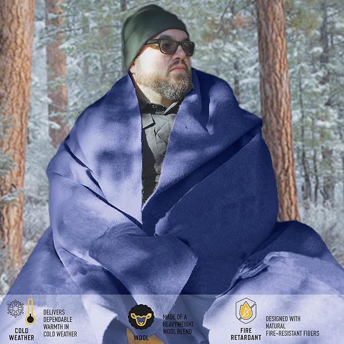 Rothco Wool Blanket - Warm Emergency Outdoor Sporting Events Camping Sleep Throw