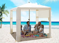 Beach Cabana 6.2'x6' Canopy Fast Set up and Take Down UPF 50+ UV Protection Rainproof Beach Umbrella Shelter with Half Side Wall for Outdoor Patio Backyards Alfresco Eateries Pools Cafes Picnic