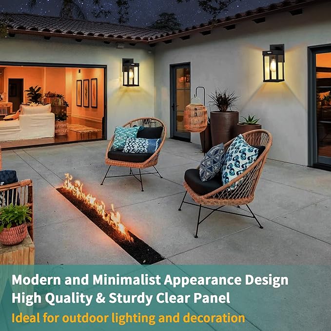 Solar Wall Lights Outdoor Solar Wall Sconce with 3 Lighting Modes &amp Motion Sensor Waterproof Porch Light with Clear Panel for Garage Porch Yard Front Door 5.8 x 5.8 x 13.58 in