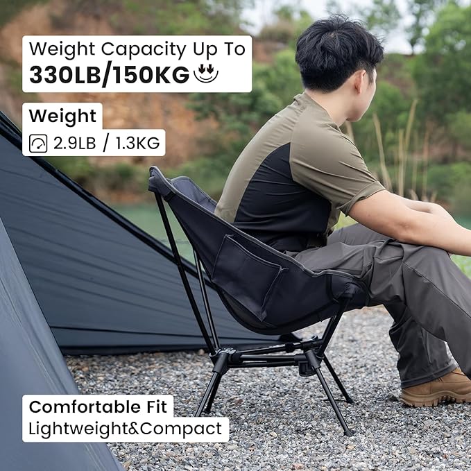 ONETIGRIS Tigerblade Camping Chair Lightweight Folding Backpacking Hiking Chair Compact Portable 330 lbs Capacity