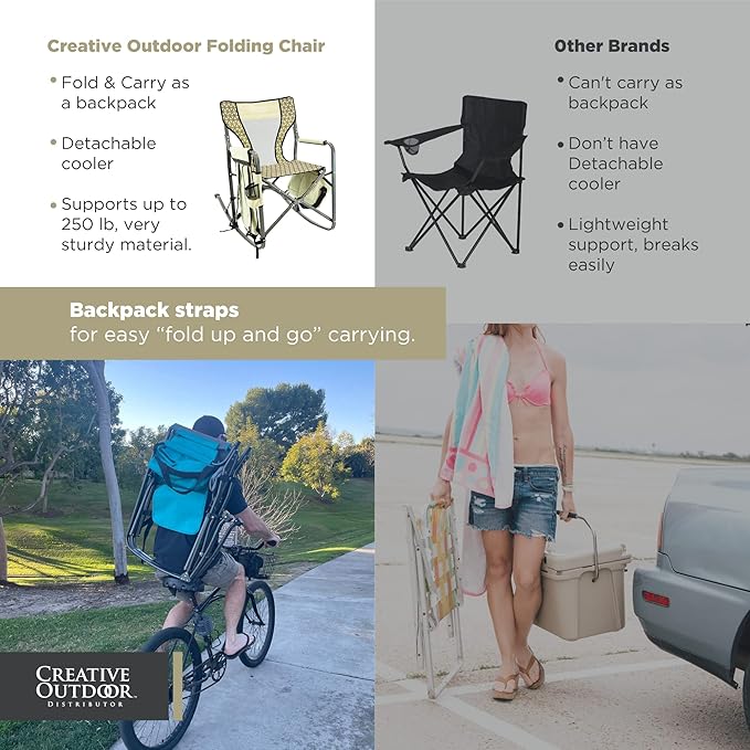 Creative Outdoor Collapsible Folding Rocking Director Chair | Camping Picnic Beach &amp Patio