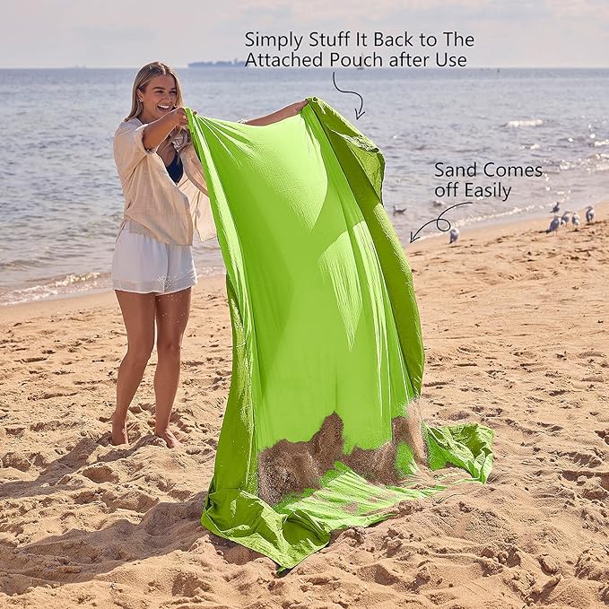 WEKAPO Beach Blanket Sandproof Waterproof Extra Large Beach Mat Oversized &amp Compact Sand Free Quick Drying Beach Essentials for Vacation Cruise Picnic &amp Camping with Stakes