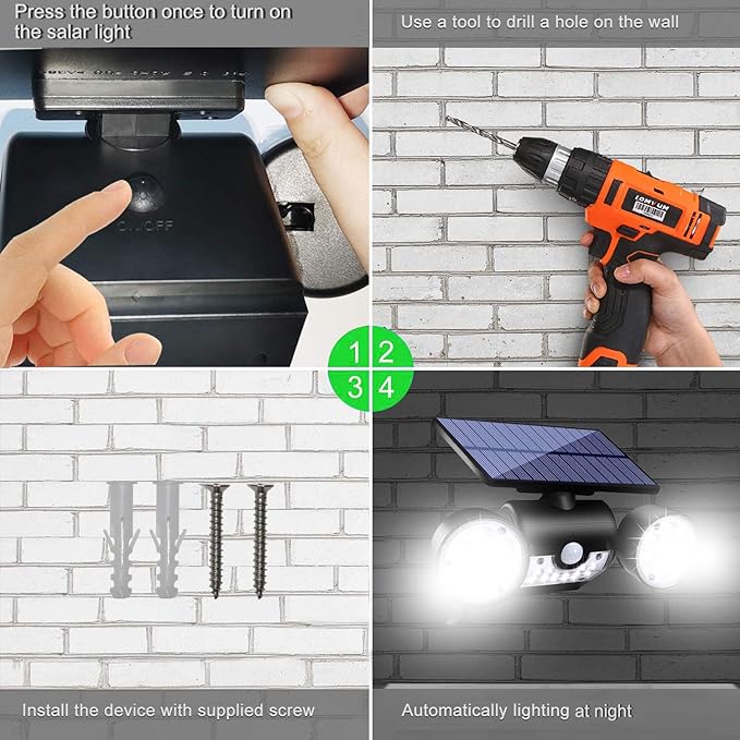 Solar Lights Outdoor 30 LED Solar Security Lights with Motion Sensor Outdoor Spotlights IP65 Waterproof 360° Adjustable Solar Wall Lights Outdoor for Yard Garage Patio Porch 4 Pack