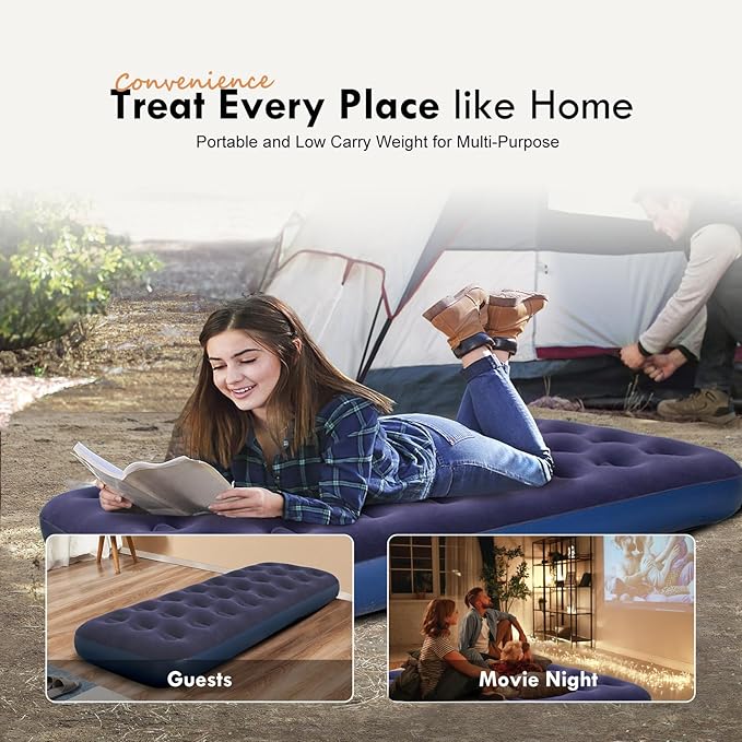 Single Size Air Mattress Inflatable Bed Blow Up Mattress Camping Sleeping Pad