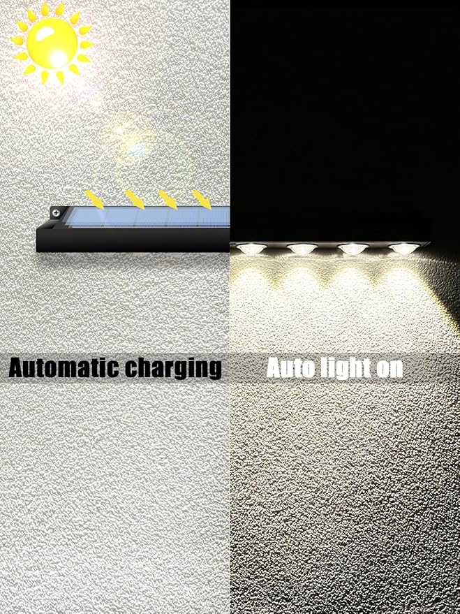 High Brightness Solar Fence Lights Solar Sign Lights Outdoor 2 Pack Automatic Charging and On/Off Light Switch 8 LED Beads for Gardens Porches Patios Decks Fencescapes-Cool Light