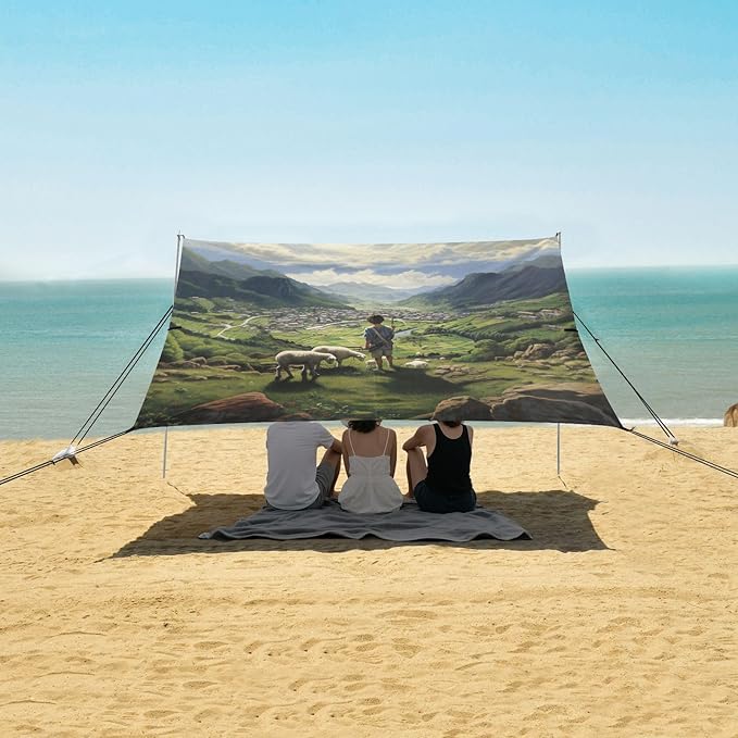 Camping Sun Shelters Character Shepherding in The Mountain Beach Canopy 126 * 110.2in