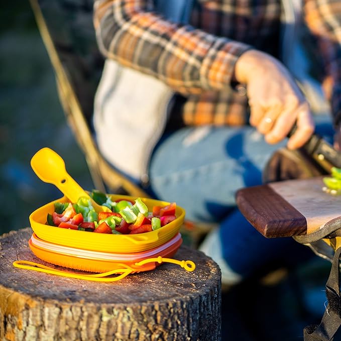 UCO 4-Piece Camping Mess Kit with Bowl Plate and 3-in-1 Spork Utensil Set
