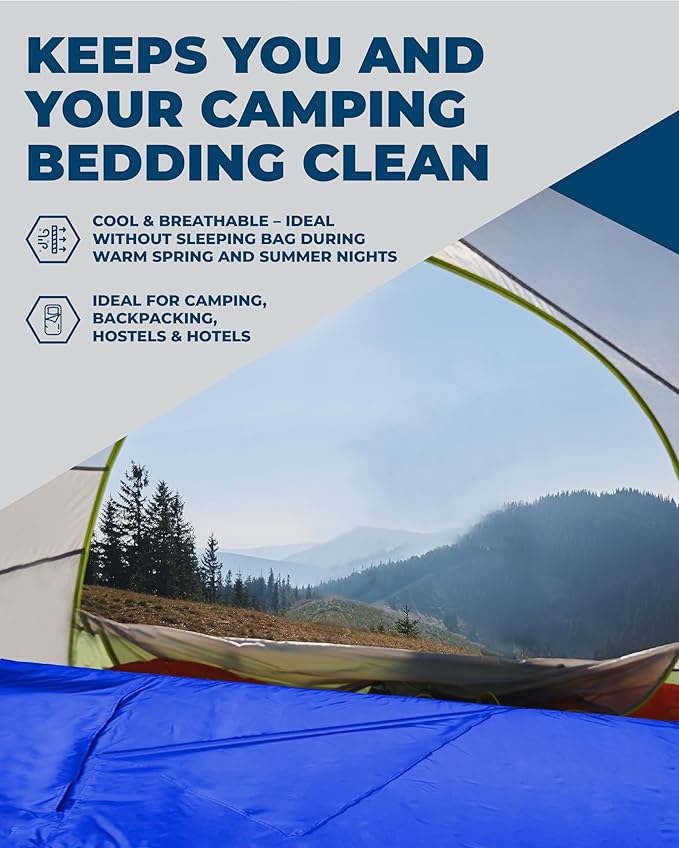 The Friendly Swede Sleeping Bag Liner — Ultralight Polyester or Cold Weather Microfiber Adult Sleep Sack- Camping Sheets - Travel Sleeping Bag with Pocket-Size Stuff Sack