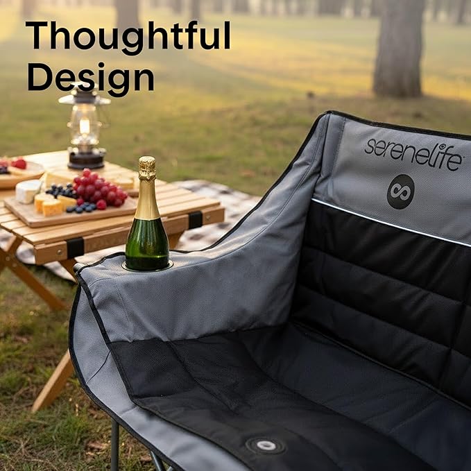 Camping Loveseat for Couples Friends &amp Families Double Camping Chair Foldable Two Person Camping Chair for Campfire Nights Tailgating Fun Beach Escapes RV Road Trips &amp Cozy Backyard Comf