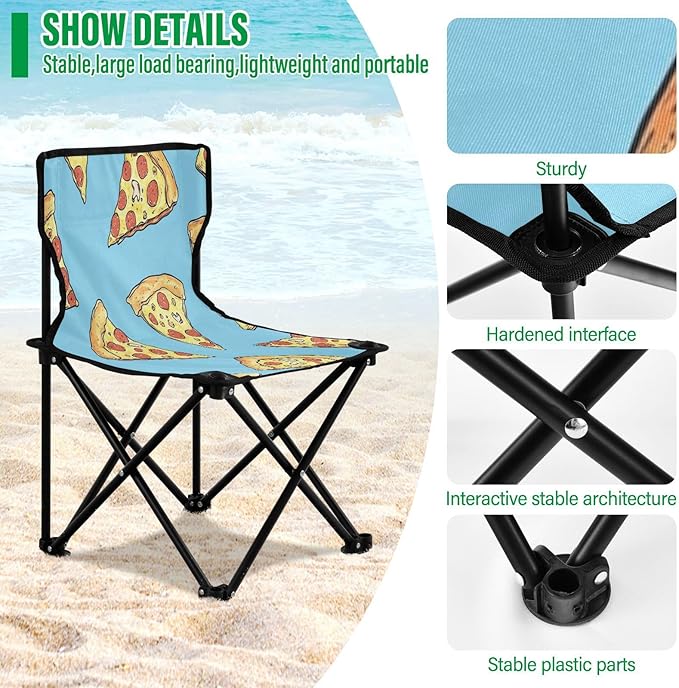 Pizza Slices Folding Camping Chairs Lightweight Portable Beach Chair Lawn Chair for Leisure