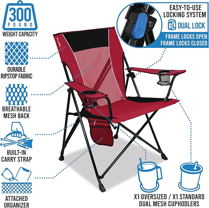 Kijaro Dual Lock Pro Sports Fan Folding Chair 26 L x 35.5 W x 37 H Arizona Cardinals