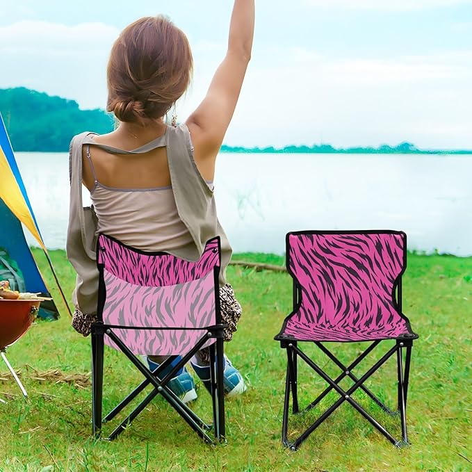 KLL Animal Skin Leopard Purple Black Collapsible Camp Chairs Ultra Lightweight Backpacking Camp Chair with Carrying Bag Portable Chair for Waiting in Line for Ice Fishing Outside