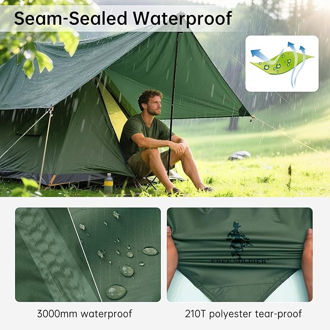 Free Soldier Waterproof Portable Tarp Multifunctional Outdoor Camping Traveling Awning Backpacking Tarp shelter Rain Tarp