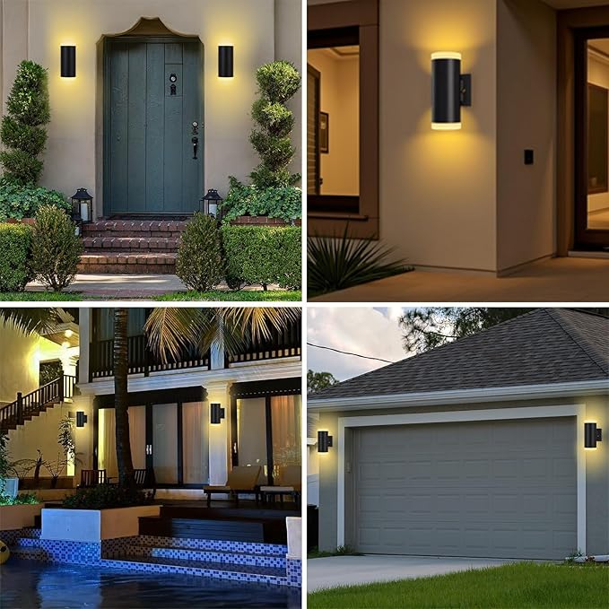 Dusk to Dawn Outdoor Lighting ZUUKOLE Waterproof Exterior Wall Lantern Anti-Rust Aluminum Wall Mount Lighting Cylinder Design – Up Down Lights Outdoor for Porch Patio or Garage 2 Pack