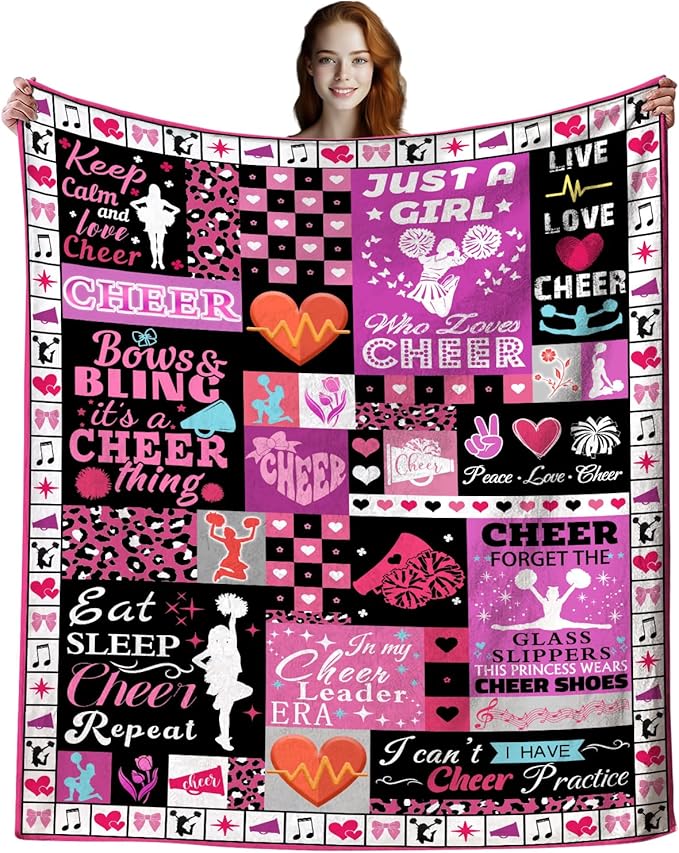 Cheerleader Gifts Cheer Blanket for GirlsFlannel Cheerleaders Throw Blanket Cheerleading Gifts for Girls Team Cheer Lovers 60x50