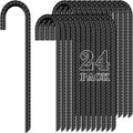 FEED GARDEN 12 Inch 24 Pack Rebar Stakes Heavy Duty J Hook Galvanized Ground Stakes Tent Stakes Stakes for Outdoor Decorations Inflatables Canopy Swing Set Chain Link Fence Stakes
