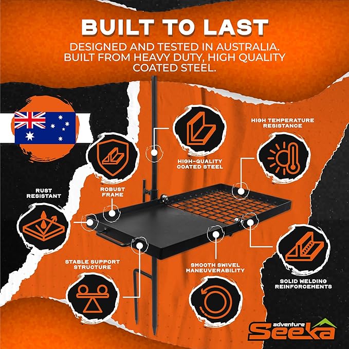 24 Heavy Duty Folding Campfire Grill Compact Swivel Grill Design Food-Safe Cooking Surface Grate &amp Griddle for Campfire Cooking Australian Owned