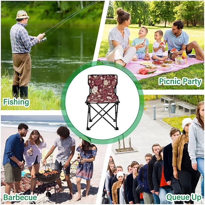 Cartoon Cute White Bear Folding Camp Chairs for Adults Lightweight Hunting Backpack Chair Includes Carry Bag