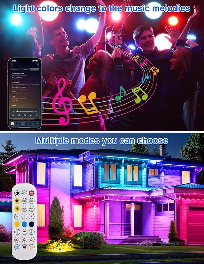 Spot Lights Outdoor Smart RGBW LED Color Changing Landscape Lights with APP and Remote Control Music Mode DIY Scenes Timing IP65 Waterproof Spotlights Plug in for Yard Garden 2 Pack
