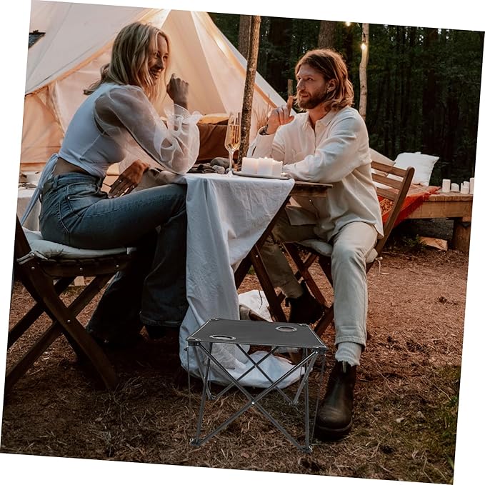 Portable Folding Picnic Table Outdoor Camping Table with Cup Holders Sturdy Frame Oxford Cloth