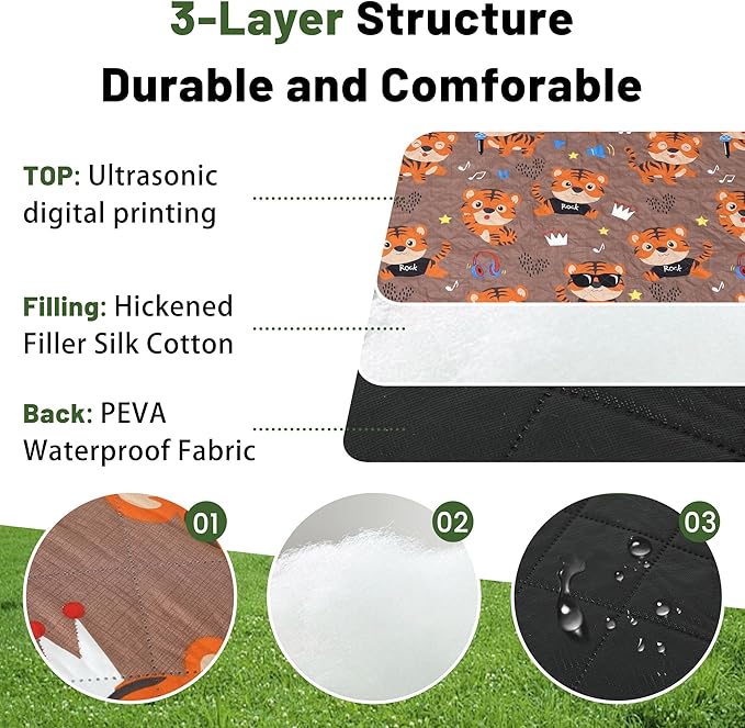 Dimatic Cute Picnic Blankets 78x78 Extra Large Beach Blankets Waterproof Sand Proof Foldable Portable for Outdoor Family Camping