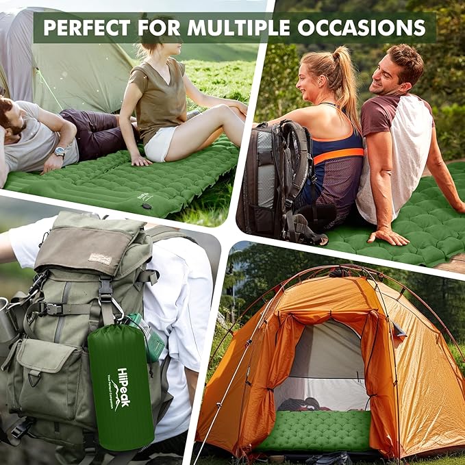 HiiPeak Camping Sleeping Pad Ultralight Camping Mat with Pillow Built-in Foot Pump Inflatable Sleeping Pads Compact for Camping Backpacking Hiking Traveling Tent