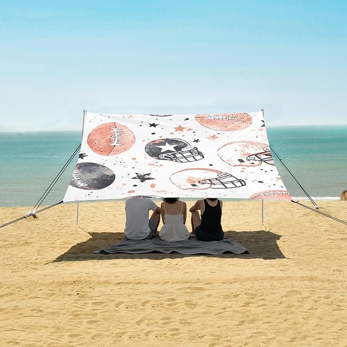 Pattern Rugby Stars Pattern Camping Sun Shelter Beach Tent Portable Beach Sun Shade Outdoor Canopy for Camping Trips Fishing Picnic