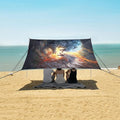 ALAZA Wolves Fighting Beach Tent Sun Shelter UPF50+ Protection Beach Shade Canopy w/ 4 Sandbags for Outdoor Camping Fishing Backyard Fun Picnic 10x9 ft