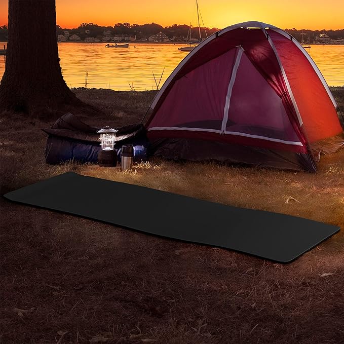 Foam Sleeping Pad - Lightweight 1-Inch Mat for Camping Cots Tents Backpacking and Yoga - Non-Slip and Waterproof with Handle by Wakeman
