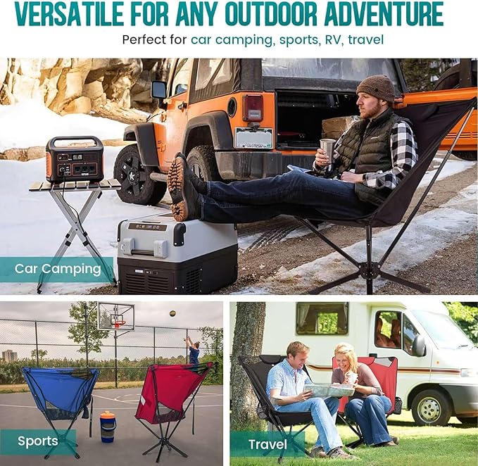 Portable High Back Camping Chair with Adjustable Height Small Compact Outdoor Folding Chair for Adults Travel Riselite Collapsible Lightweight Packable Camp Chairs Easy Carry and Quick Setup