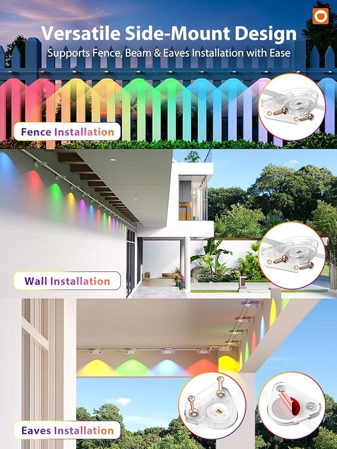 addlon 100FT Permanent Outdoor Lights Smart RGB+IC LED Lights for House &amp Outdoor Decor App &amp Remote Control DIY Scene Modes IP67 Waterproof for Christmas Holiday Party Halloween Decora