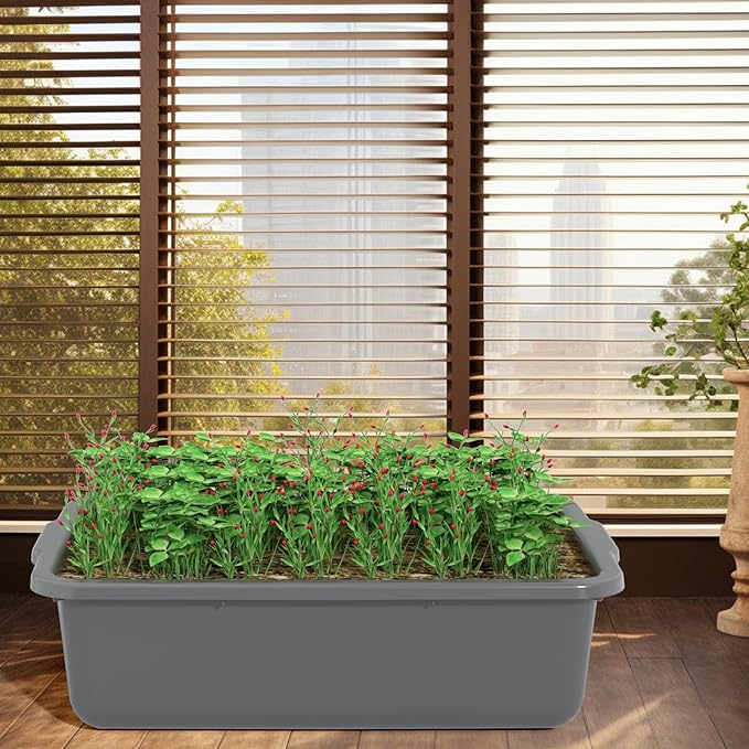 35 Quart Commercial Bus Tubs Plastic Bus Box Dish Pan Basin Gray 4 Packs