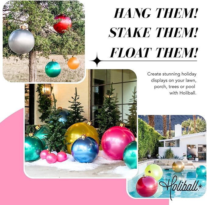 Holiball Inflatable Holiday Ornament – Ultimate Indoor/Outdoor Decoration – Reusable and Storage Friendly – for Weddings Parties Events Team Colors – 18 – Light Blue