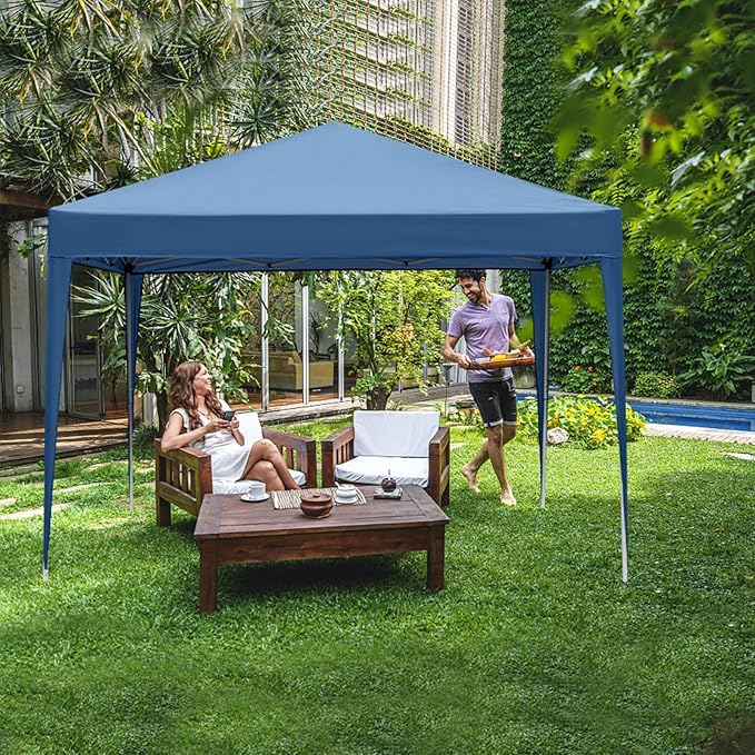 3 x 3m Two Doors &amp Two Windows Practical Waterproof Right-Angle Folding Tent Blue